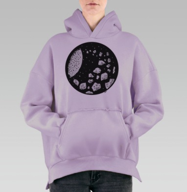 Графичная картина «Космический пазл: астероид», Hoodie Oversize Fiolet, утепленная