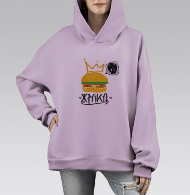 ЖРАКА, Hoodie Mono Fiolet, оверсайз, утепленная