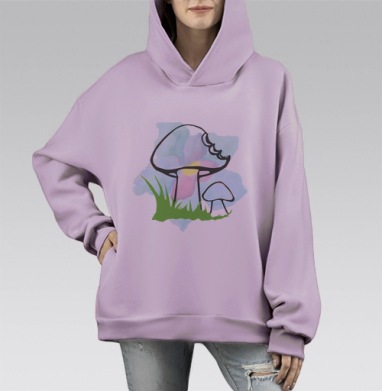 Грибочек, Hoodie Mono Fiolet, оверсайз, утепленная