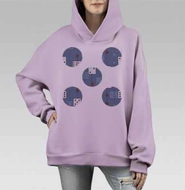 Игральные кости, Hoodie Mono Fiolet, оверсайз, утепленная