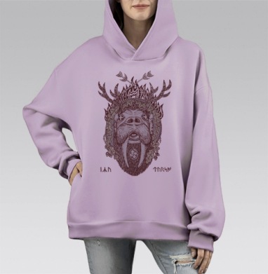 Ику-Турсо Красный, Hoodie Mono Fiolet, оверсайз, утепленная