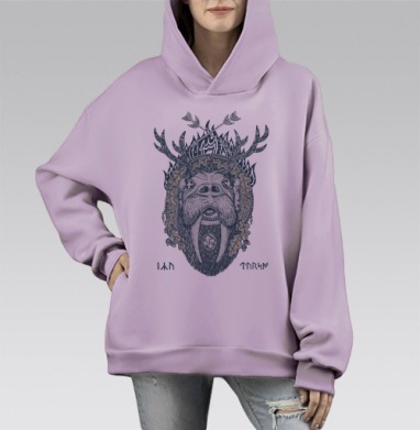 Ику-Турсо Синий, Hoodie Mono Fiolet, оверсайз, утепленная