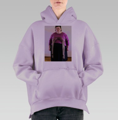Ироничные капроновые чулки с удлинённым эффектом, Hoodie Oversize Fiolet, утепленная