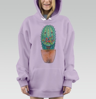 Кактус с цветами, Hoodie Mjhigh Dig Mel, Fiolet, утепленная