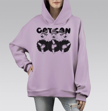 Кэт Кан, Hoodie Mono Fiolet, оверсайз, утепленная