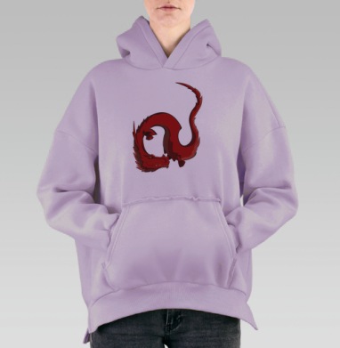 Китайский дракон, Hoodie Oversize Fiolet, утепленная