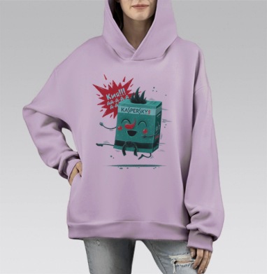 Кия!!!, Hoodie Mono Fiolet, оверсайз, утепленная