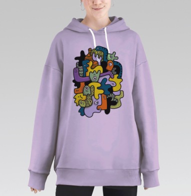Клубящиеся мысли, Hoodie Long Oversize Fiolet