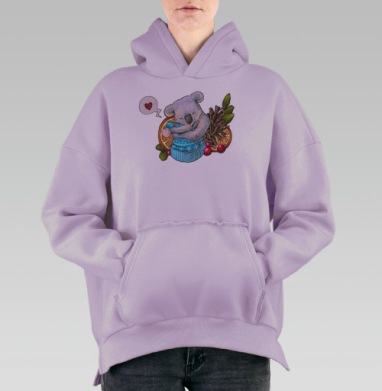 Коала шапку обнимала, Hoodie Oversize Fiolet, утепленная