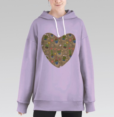 Коллекция кактусов., Hoodie Long Oversize Fiolet