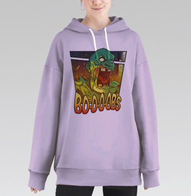 Комичный Зомби Крик с Ироничной Надписью, Hoodie Long Oversize Fiolet