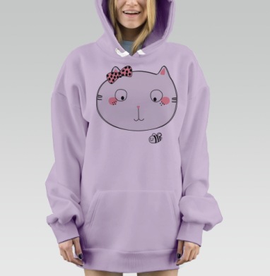 Кошечка приметила мечтательную пчелку, Hoodie Mjhigh Dig Mel, Fiolet, утепленная