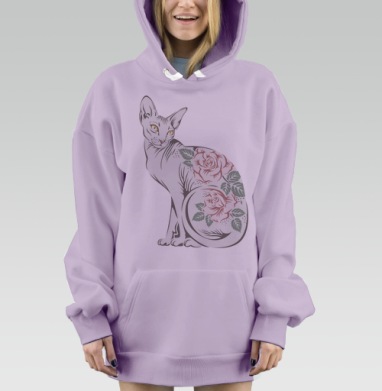 Кошка сфинкс, Hoodie Mjhigh Dig Mel, Fiolet, утепленная