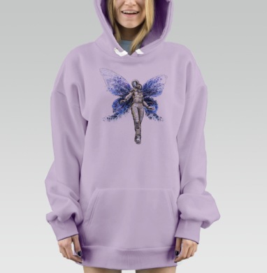 Космическая бабочка, Hoodie Mjhigh Dig Mel, Fiolet, утепленная