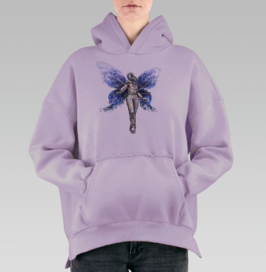 Космическая бабочка, Hoodie Oversize Fiolet, утепленная