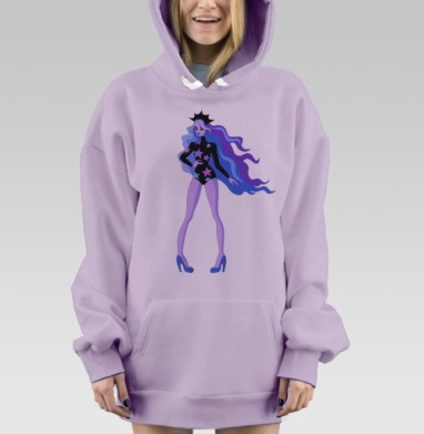 Космическая девушка, Hoodie Mjhigh Dig Mel, Fiolet, утепленная