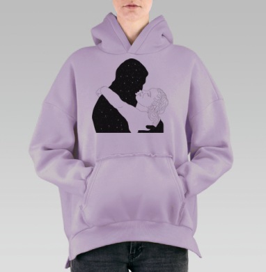 Космическая любовь, Hoodie Oversize Fiolet, утепленная