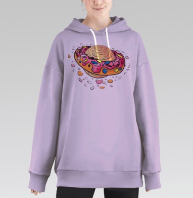 Космическая сказка: пончик-кольцо для планеты, Hoodie Long Oversize Fiolet