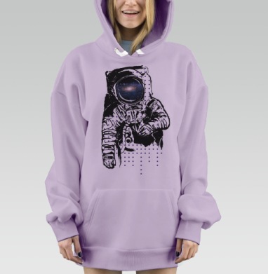 Космонавт с галактическим лицом в точках, Hoodie Mjhigh Dig Mel, Fiolet, утепленная