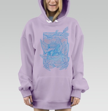 Кот в листве, Hoodie Mjhigh Dig Mel, Fiolet, утепленная