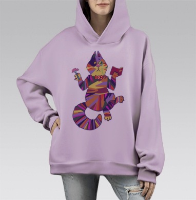 котан, Hoodie Mono Fiolet, оверсайз, утепленная