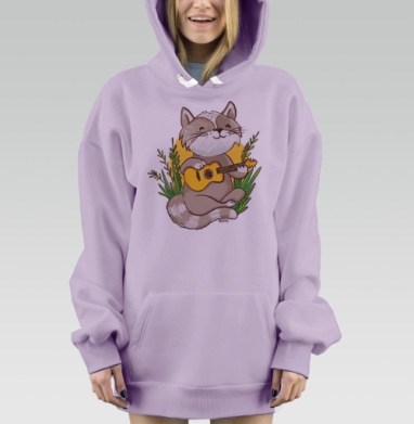 Котик гитарист, Hoodie Mjhigh Dig Mel, Fiolet, утепленная