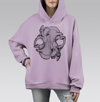 Коточереп, Hoodie Mono Fiolet, оверсайз, утепленная