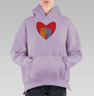 Коты в любви, Hoodie Oversize Fiolet, утепленная
