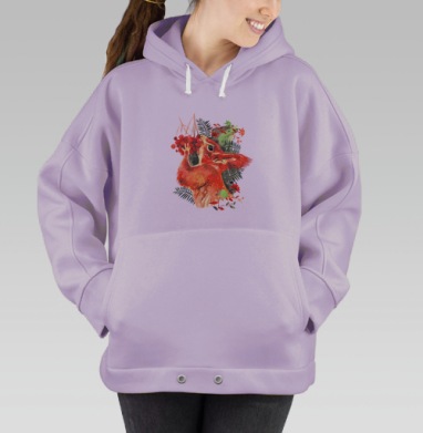 Красная белка с рябиной, Hoodie Oversize Fiolet