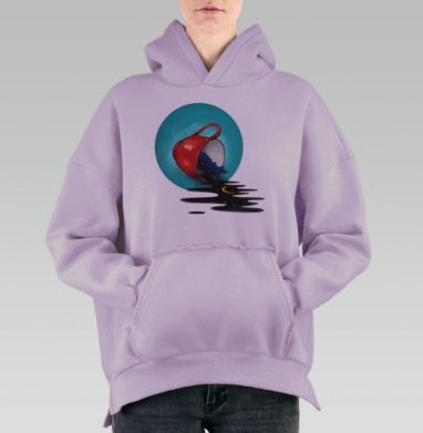 Красная чашка с космическим потоком ночи, Hoodie Oversize Fiolet, утепленная