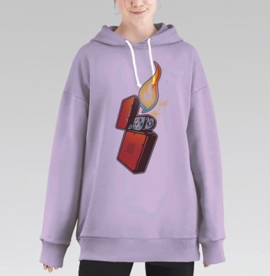 Красная зажигалка с пламенем SQUARTS, Hoodie Long Oversize Fiolet