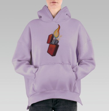 Красная зажигалка с пламенем SQUARTS, Hoodie Oversize Fiolet, утепленная