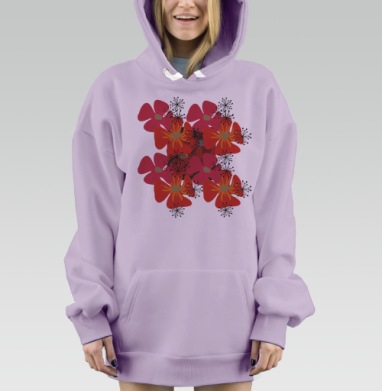 Красные маки, Hoodie Mjhigh Dig Mel, Fiolet, утепленная