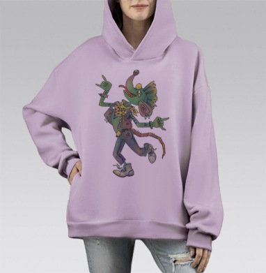 КРЫС, Hoodie Mono Fiolet, оверсайз, утепленная