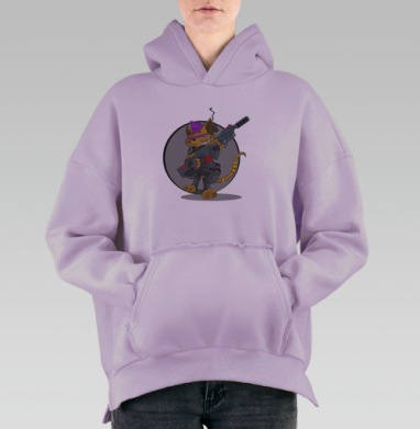 Крутой  Кот, Hoodie Oversize Fiolet, утепленная