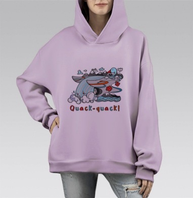 Кря-кря водопад, Hoodie Mono Fiolet, оверсайз, утепленная