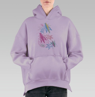 Кузнечики и хаос, Hoodie Oversize Fiolet, утепленная