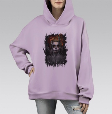 ла муэрте, Hoodie Mono Fiolet, оверсайз, утепленная