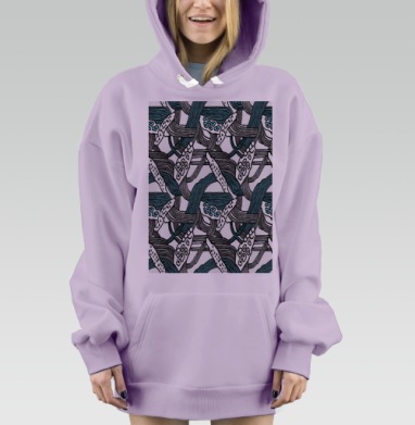 Лагуна,абстрактная графика, Hoodie Mjhigh Dig Mel, Fiolet, утепленная