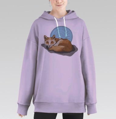 Лис в лунном свете: гармония и покой, Hoodie Long Oversize Fiolet