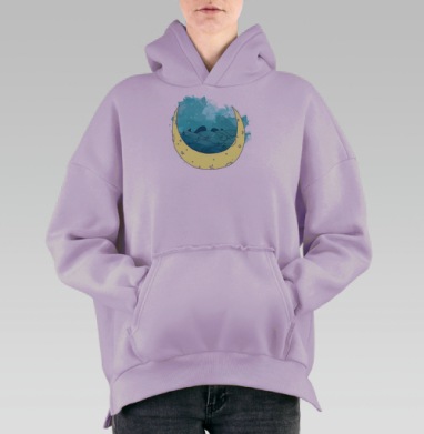 Лунные киты, Hoodie Oversize Fiolet, утепленная