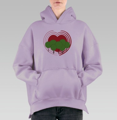 Люблю природу, Hoodie Oversize Fiolet, утепленная