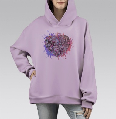 Любовь, Hoodie Mono Fiolet, оверсайз, утепленная