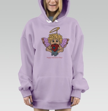 Маленький амур держит сердце, Hoodie Mjhigh Dig Mel, Fiolet, утепленная