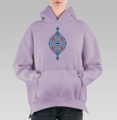 Мандала на удачу, Hoodie Oversize Fiolet, утепленная