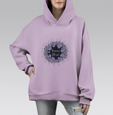 Мечтай больше, Hoodie Mono Fiolet, оверсайз, утепленная