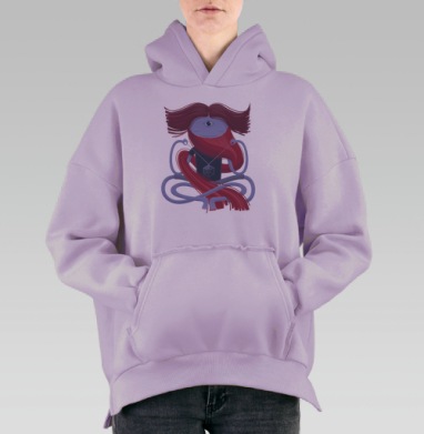 Медитирующий йог, Hoodie Oversize Fiolet, утепленная