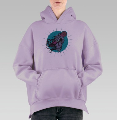 Микрофон-сцепление: сила голоса и живое искусство, Hoodie Oversize Fiolet, утепленная