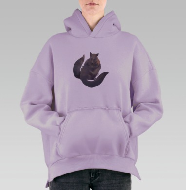 Милые еноты, Hoodie Oversize Fiolet, утепленная