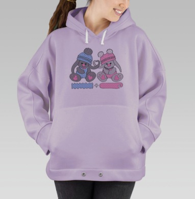 Милые зайцы в теплых вязаных нарядах, Hoodie Oversize Fiolet